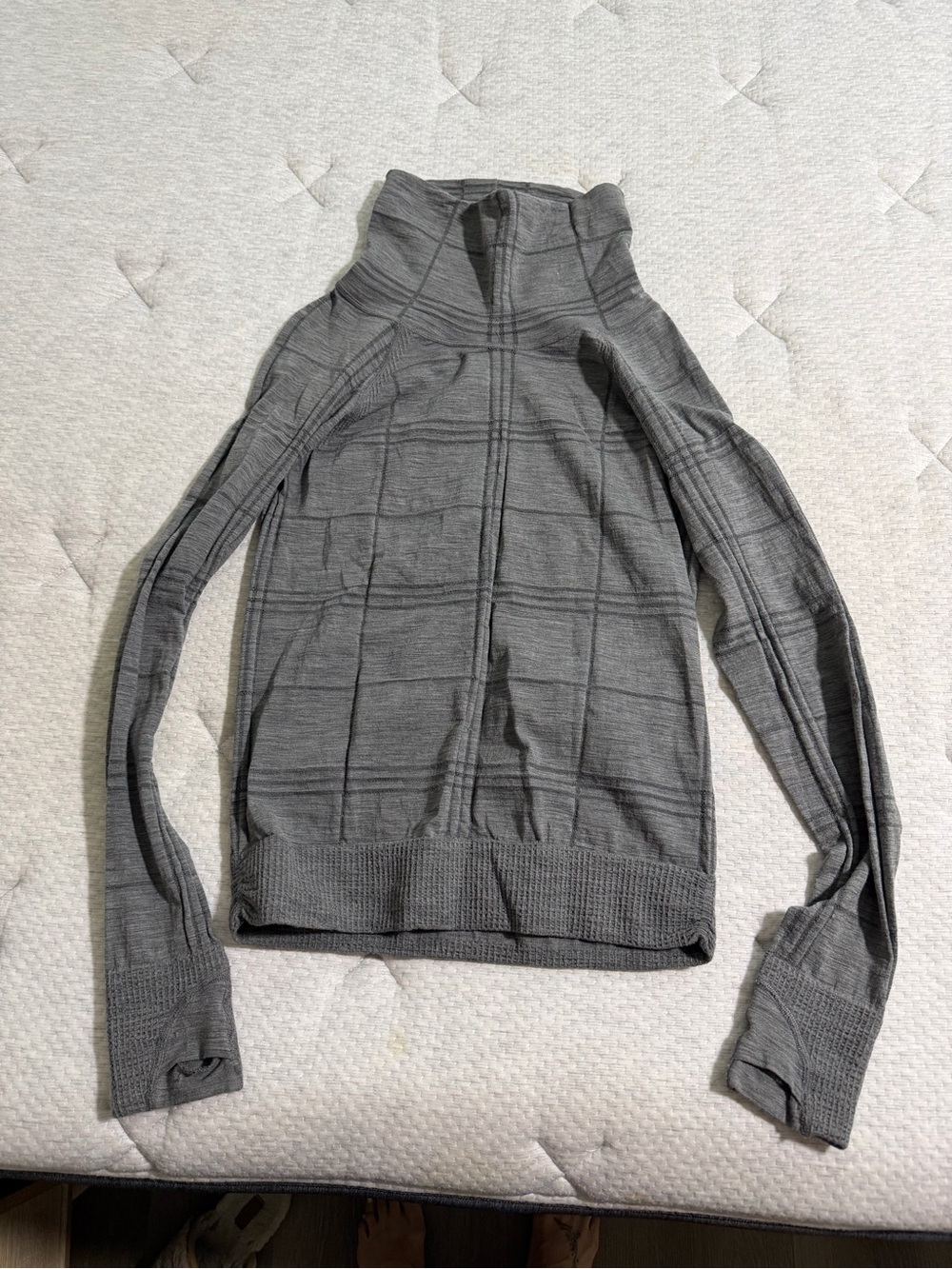 Athleta Gray wool Grid Turtleneck Sweater